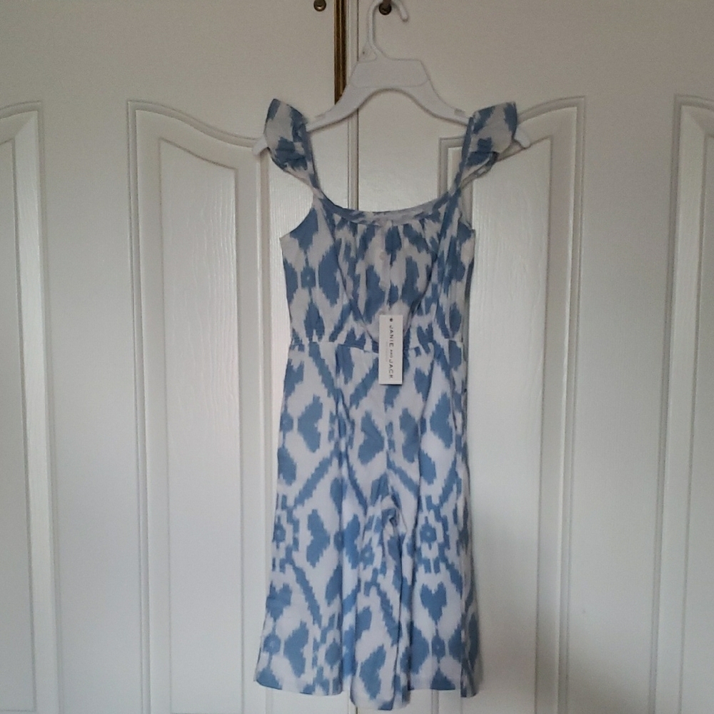 Janie and Jack Blue and White Patterned Jumpsuit